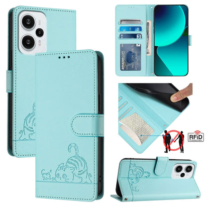 Cat Rat Embossed Pattern RFID Leather Phone Case with Lanyard, For Xiaomi Redmi K50i, For Xiaomi Redmi Note 12 5G Global, For Xiaomi POCO X5, For Xiaomi Redmi Note 12 Turbo 5G, For Xiaomi POCO F5 Pro, For Xiaomi Redmi Note 11 4G Global                 ...