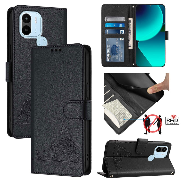 Cat Rat Embossed Pattern RFID Leather Phone Case with Lanyard, For Xiaomi Redmi K50i, For Xiaomi Redmi Note 12 5G Global, For Xiaomi POCO X5, For Xiaomi Redmi Note 12 Turbo 5G, For Xiaomi POCO F5 Pro, For Xiaomi Redmi Note 11 4G Global                 ...