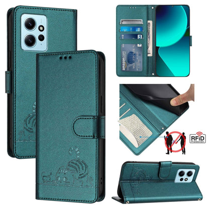 Cat Rat Embossed Pattern RFID Leather Phone Case with Lanyard, For Xiaomi Redmi K50i, For Xiaomi Redmi Note 12 5G Global, For Xiaomi POCO X5, For Xiaomi Redmi Note 12 Turbo 5G, For Xiaomi POCO F5 Pro, For Xiaomi Redmi Note 11 4G Global                 ...