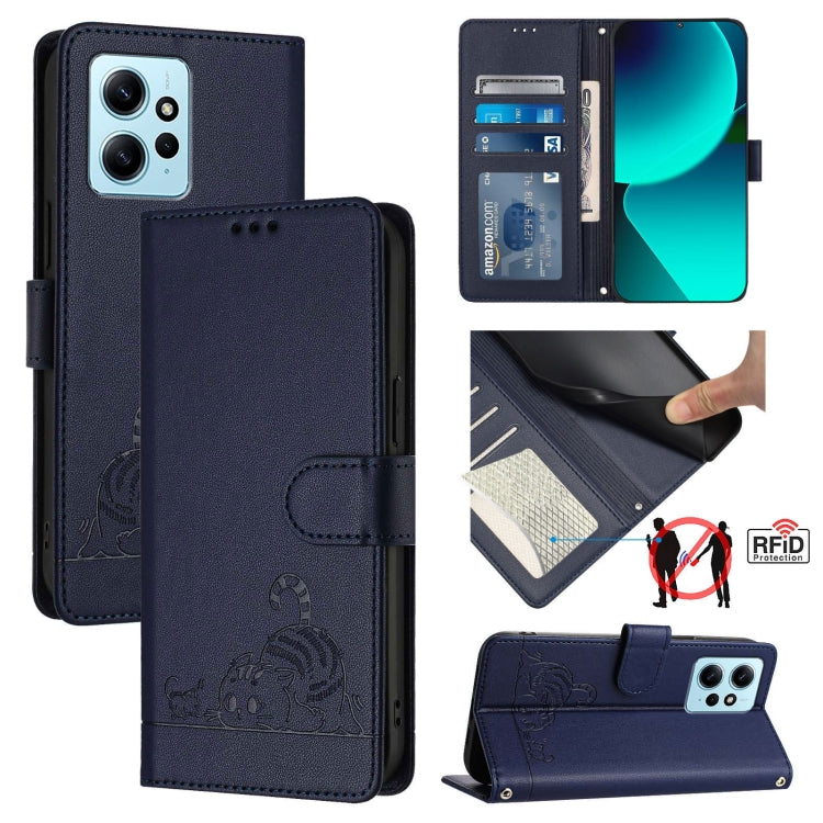 Cat Rat Embossed Pattern RFID Leather Phone Case with Lanyard, For Xiaomi Redmi K50i, For Xiaomi Redmi Note 12 5G Global, For Xiaomi POCO X5, For Xiaomi Redmi Note 12 Turbo 5G, For Xiaomi POCO F5 Pro, For Xiaomi Redmi Note 11 4G Global                 ...