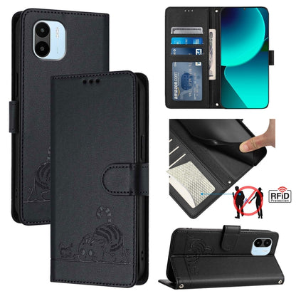 Cat Rat Embossed Pattern RFID Leather Phone Case with Lanyard, For Xiaomi Redmi K50i, For Xiaomi Redmi Note 12 5G Global, For Xiaomi POCO X5, For Xiaomi Redmi Note 12 Turbo 5G, For Xiaomi POCO F5 Pro, For Xiaomi Redmi Note 11 4G Global                 ...