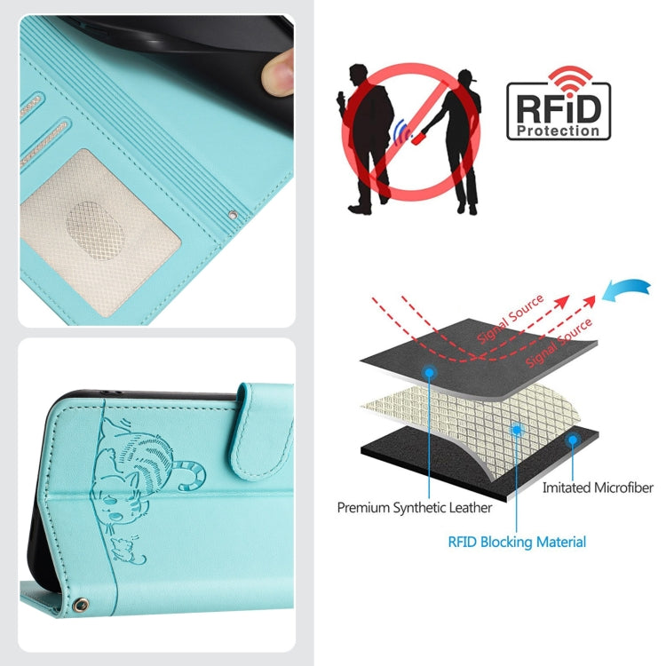 Cat Rat Embossed Pattern RFID Leather Phone Case with Lanyard, For Xiaomi Redmi Note 11 SE India, For Xiaomi Redmi Note 11 Pro 4G Global, For Xiaomi Redmi Note 11 Pro 5G Global, For Xiaomi Redmi Note 11 Pro+ 5G Global, For Xiaomi POCO X4 NFC 5G        ...