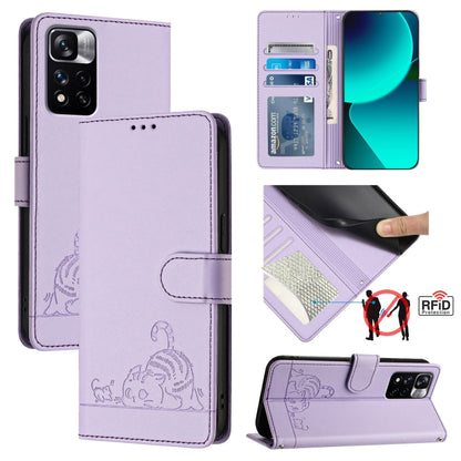Cat Rat Embossed Pattern RFID Leather Phone Case with Lanyard, For Xiaomi Redmi Note 11 SE India, For Xiaomi Redmi Note 11 Pro 4G Global, For Xiaomi Redmi Note 11 Pro 5G Global, For Xiaomi Redmi Note 11 Pro+ 5G Global, For Xiaomi POCO X4 NFC 5G        ...