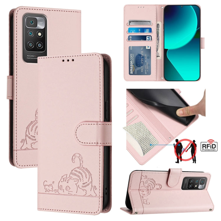 Cat Rat Embossed Pattern RFID Leather Phone Case with Lanyard, For Xiaomi Redmi Note 11 SE India, For Xiaomi Redmi Note 11 Pro 4G Global, For Xiaomi Redmi Note 11 Pro 5G Global, For Xiaomi Redmi Note 11 Pro+ 5G Global, For Xiaomi POCO X4 NFC 5G        ...