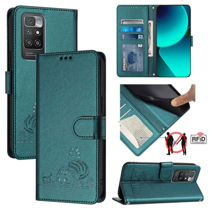 Cat Rat Embossed Pattern RFID Leather Phone Case with Lanyard, For Xiaomi Redmi Note 11 SE India, For Xiaomi Redmi Note 11 Pro 4G Global, For Xiaomi Redmi Note 11 Pro 5G Global, For Xiaomi Redmi Note 11 Pro+ 5G Global, For Xiaomi POCO X4 NFC 5G        ...
