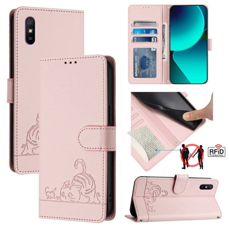 Cat Rat Embossed Pattern RFID Leather Phone Case with Lanyard, For Xiaomi Redmi Note 11 SE India, For Xiaomi Redmi Note 11 Pro 4G Global, For Xiaomi Redmi Note 11 Pro 5G Global, For Xiaomi Redmi Note 11 Pro+ 5G Global, For Xiaomi POCO X4 NFC 5G        ...