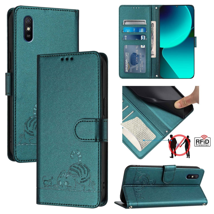 Cat Rat Embossed Pattern RFID Leather Phone Case with Lanyard, For Xiaomi Redmi Note 11 SE India, For Xiaomi Redmi Note 11 Pro 4G Global, For Xiaomi Redmi Note 11 Pro 5G Global, For Xiaomi Redmi Note 11 Pro+ 5G Global, For Xiaomi POCO X4 NFC 5G        ...