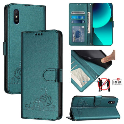 Cat Rat Embossed Pattern RFID Leather Phone Case with Lanyard, For Xiaomi Redmi Note 11 SE India, For Xiaomi Redmi Note 11 Pro 4G Global, For Xiaomi Redmi Note 11 Pro 5G Global, For Xiaomi Redmi Note 11 Pro+ 5G Global, For Xiaomi POCO X4 NFC 5G        ...
