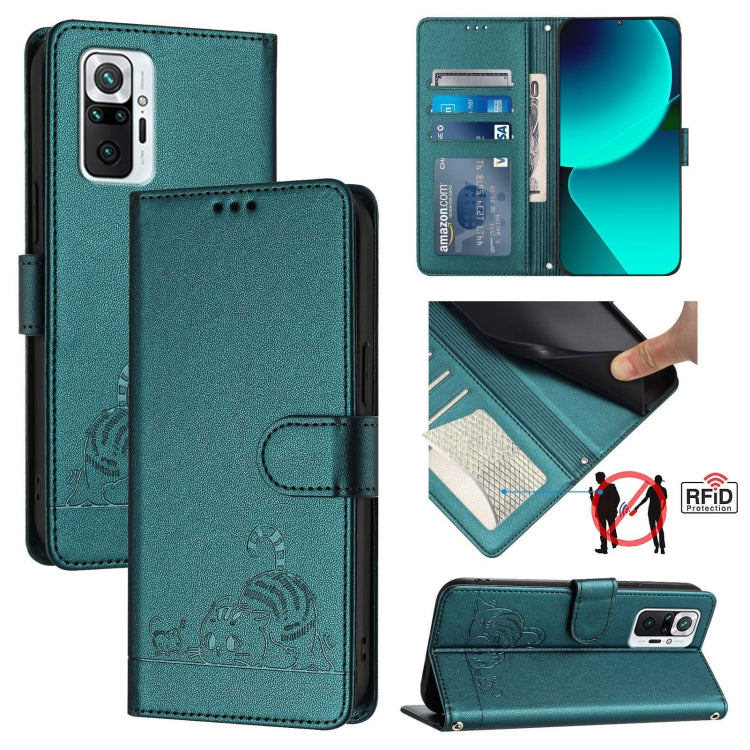 Cat Rat Embossed Pattern RFID Leather Phone Case with Lanyard, For Xiaomi Redmi Note 10 5G, For Xiaomi POCO M3 Pro, For Xiaomi Redmi Note 10T 5G, For Xiaomi POCO X3 GT, For Xiaomi Mi 11X / 11X Pro, For Xiaomi Redmi Note 10s 4G                          ...