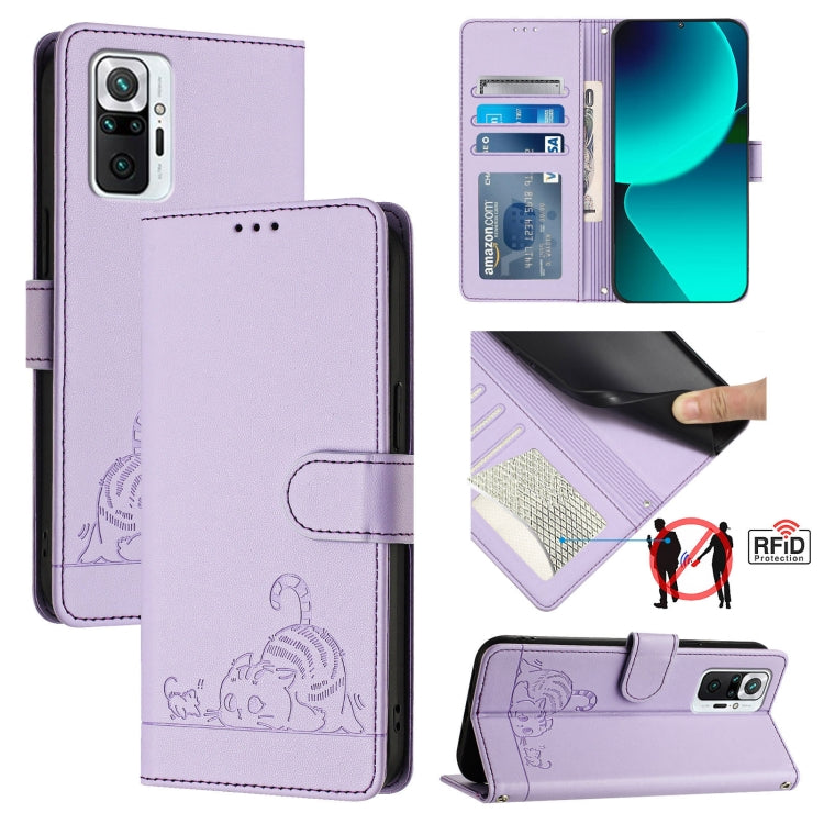 Cat Rat Embossed Pattern RFID Leather Phone Case with Lanyard, For Xiaomi Redmi Note 10 5G, For Xiaomi POCO M3 Pro, For Xiaomi Redmi Note 10T 5G, For Xiaomi POCO X3 GT, For Xiaomi Mi 11X / 11X Pro, For Xiaomi Redmi Note 10s 4G                          ...