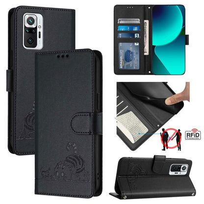Cat Rat Embossed Pattern RFID Leather Phone Case with Lanyard, For Xiaomi Redmi Note 10 5G, For Xiaomi POCO M3 Pro, For Xiaomi Redmi Note 10T 5G, For Xiaomi POCO X3 GT, For Xiaomi Mi 11X / 11X Pro, For Xiaomi Redmi Note 10s 4G                          ...