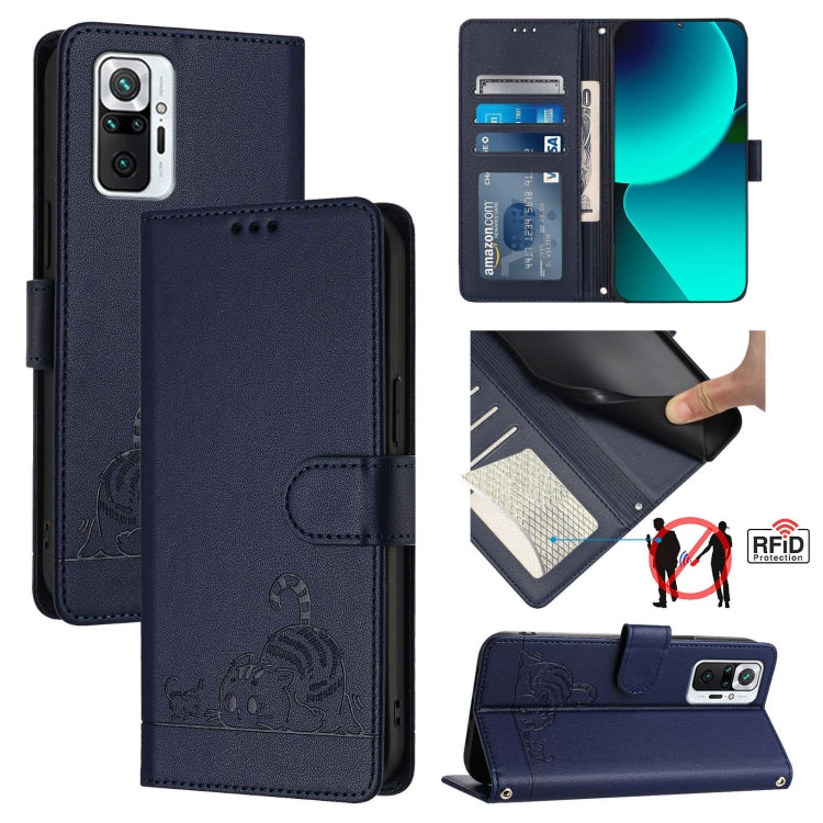 Cat Rat Embossed Pattern RFID Leather Phone Case with Lanyard, For Xiaomi Redmi Note 10 5G, For Xiaomi POCO M3 Pro, For Xiaomi Redmi Note 10T 5G, For Xiaomi POCO X3 GT, For Xiaomi Mi 11X / 11X Pro, For Xiaomi Redmi Note 10s 4G                          ...