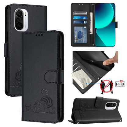 Cat Rat Embossed Pattern RFID Leather Phone Case with Lanyard, For Xiaomi Redmi Note 10 5G, For Xiaomi POCO M3 Pro, For Xiaomi Redmi Note 10T 5G, For Xiaomi POCO X3 GT, For Xiaomi Mi 11X / 11X Pro, For Xiaomi Redmi Note 10s 4G                          ...