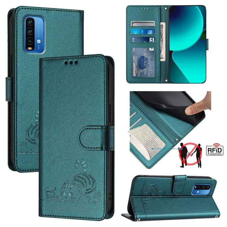 Cat Rat Embossed Pattern RFID Leather Phone Case with Lanyard, For Xiaomi Redmi Note 10 5G, For Xiaomi POCO M3 Pro, For Xiaomi Redmi Note 10T 5G, For Xiaomi POCO X3 GT, For Xiaomi Mi 11X / 11X Pro, For Xiaomi Redmi Note 10s 4G                          ...