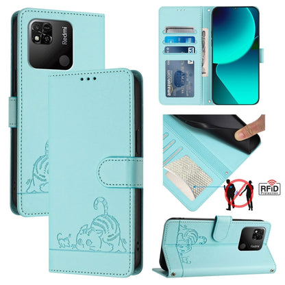 Cat Rat Embossed Pattern RFID Leather Phone Case with Lanyard, For Xiaomi Redmi Note 9 4G Global, For Xiaomi Redmi 10X 4G, For Xiaomi Redmi Note 9S  4G, For Xiaomi Redmi Note 9 Pro Max 4G, For Xiaomi POCO M2 Pro, For Xiaomi Redmi 9C                    ...