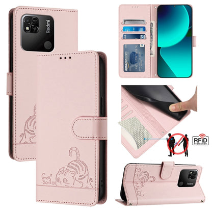 Cat Rat Embossed Pattern RFID Leather Phone Case with Lanyard, For Xiaomi Redmi Note 9 4G Global, For Xiaomi Redmi 10X 4G, For Xiaomi Redmi Note 9S  4G, For Xiaomi Redmi Note 9 Pro Max 4G, For Xiaomi POCO M2 Pro, For Xiaomi Redmi 9C                    ...