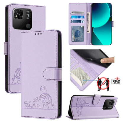 Cat Rat Embossed Pattern RFID Leather Phone Case with Lanyard, For Xiaomi Redmi Note 9 4G Global, For Xiaomi Redmi 10X 4G, For Xiaomi Redmi Note 9S  4G, For Xiaomi Redmi Note 9 Pro Max 4G, For Xiaomi POCO M2 Pro, For Xiaomi Redmi 9C                    ...