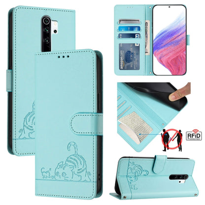 Cat Rat Embossed Pattern RFID Leather Phone Case with Lanyard, For Xiaomi Redmi Note 9 4G Global, For Xiaomi Redmi 10X 4G, For Xiaomi Redmi Note 9S  4G, For Xiaomi Redmi Note 9 Pro Max 4G, For Xiaomi POCO M2 Pro, For Xiaomi Redmi 9C                    ...