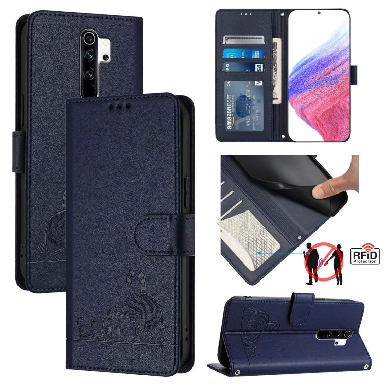Cat Rat Embossed Pattern RFID Leather Phone Case with Lanyard, For Xiaomi Redmi Note 9 4G Global, For Xiaomi Redmi 10X 4G, For Xiaomi Redmi Note 9S  4G, For Xiaomi Redmi Note 9 Pro Max 4G, For Xiaomi POCO M2 Pro, For Xiaomi Redmi 9C                    ...