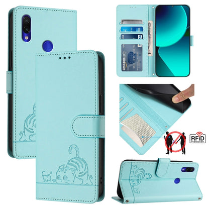Cat Rat Embossed Pattern RFID Leather Phone Case with Lanyard, For Xiaomi Redmi Note 9 4G Global, For Xiaomi Redmi 10X 4G, For Xiaomi Redmi Note 9S  4G, For Xiaomi Redmi Note 9 Pro Max 4G, For Xiaomi POCO M2 Pro, For Xiaomi Redmi 9C                    ...