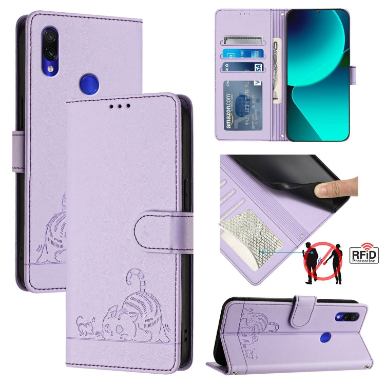 Cat Rat Embossed Pattern RFID Leather Phone Case with Lanyard, For Xiaomi Redmi Note 9 4G Global, For Xiaomi Redmi 10X 4G, For Xiaomi Redmi Note 9S  4G, For Xiaomi Redmi Note 9 Pro Max 4G, For Xiaomi POCO M2 Pro, For Xiaomi Redmi 9C                    ...