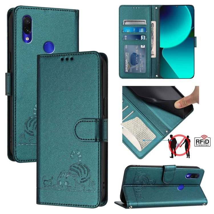 Cat Rat Embossed Pattern RFID Leather Phone Case with Lanyard, For Xiaomi Redmi Note 9 4G Global, For Xiaomi Redmi 10X 4G, For Xiaomi Redmi Note 9S  4G, For Xiaomi Redmi Note 9 Pro Max 4G, For Xiaomi POCO M2 Pro, For Xiaomi Redmi 9C                    ...