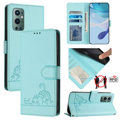 Cat Rat Embossed Pattern RFID Leather Phone Case with Lanyard, For OnePlus 9 Pro, For OnePlus 9, For OnePlus Nord N10 5G, For OnePlus 9R / 8T