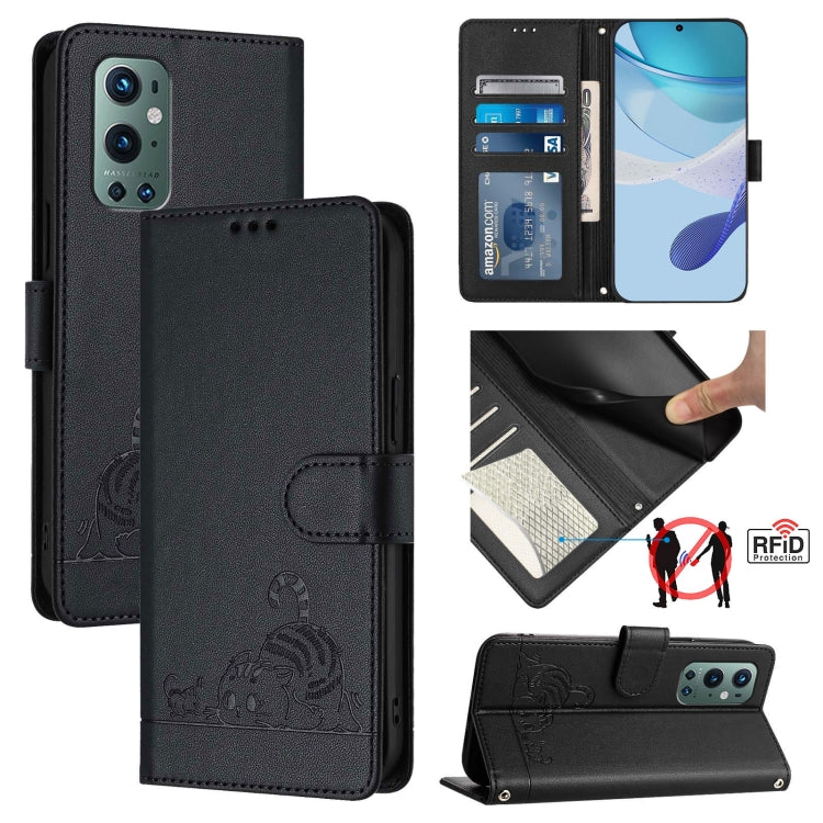 Cat Rat Embossed Pattern RFID Leather Phone Case with Lanyard, For OnePlus 9 Pro, For OnePlus 9, For OnePlus Nord N10 5G, For OnePlus 9R / 8T