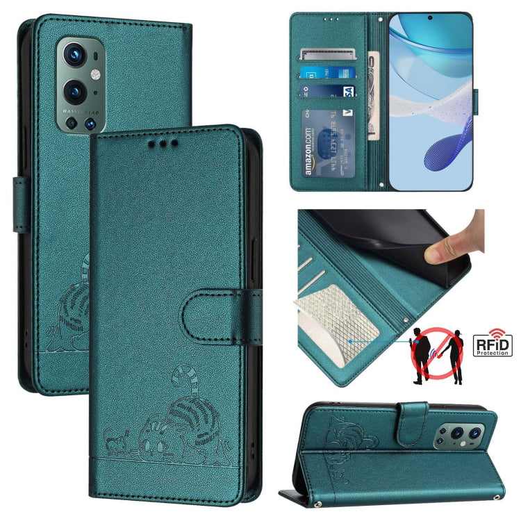 Cat Rat Embossed Pattern RFID Leather Phone Case with Lanyard, For OnePlus 9 Pro, For OnePlus 9, For OnePlus Nord N10 5G, For OnePlus 9R / 8T