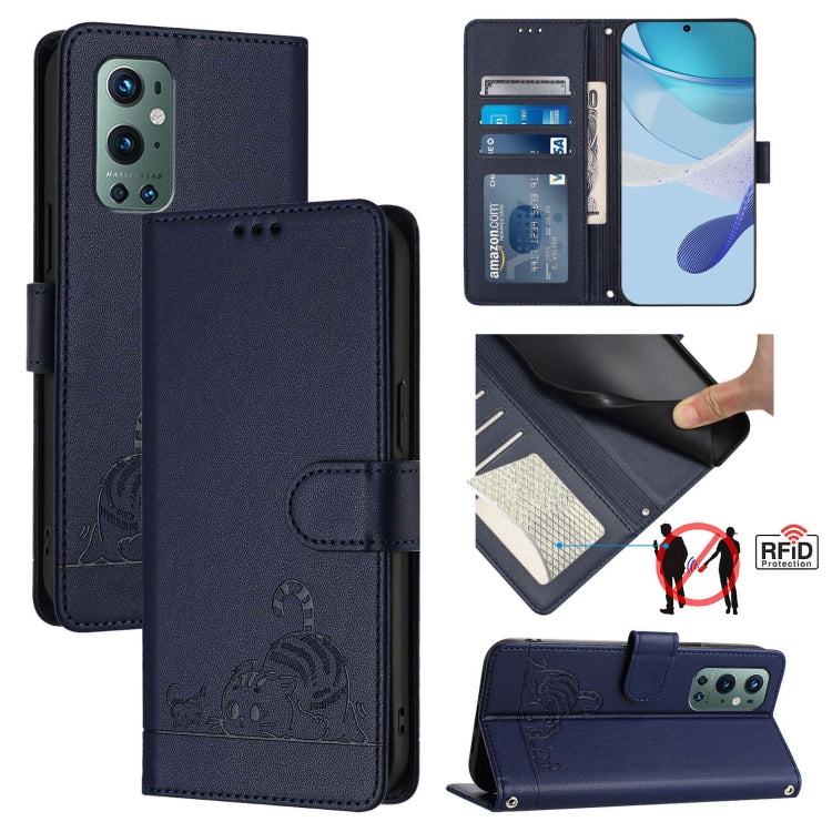 Cat Rat Embossed Pattern RFID Leather Phone Case with Lanyard, For OnePlus 9 Pro, For OnePlus 9, For OnePlus Nord N10 5G, For OnePlus 9R / 8T