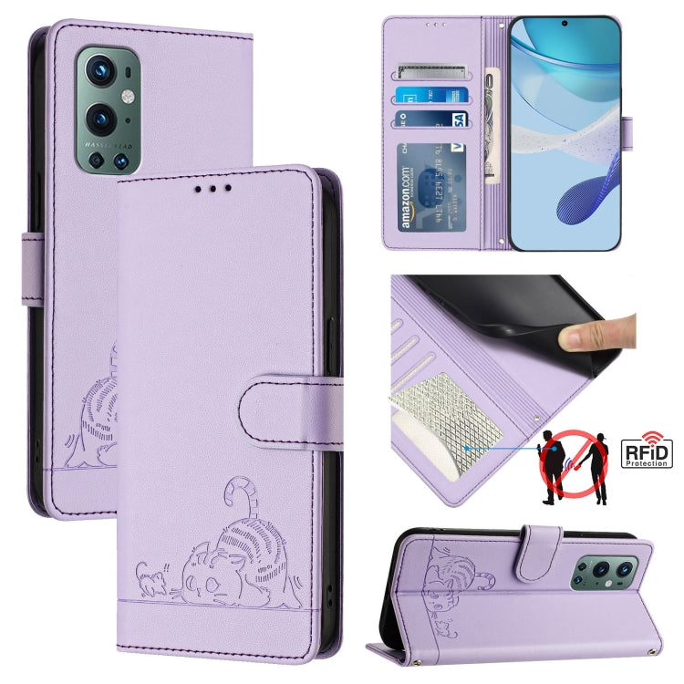 Cat Rat Embossed Pattern RFID Leather Phone Case with Lanyard, For OnePlus 9 Pro, For OnePlus 9, For OnePlus Nord N10 5G, For OnePlus 9R / 8T
