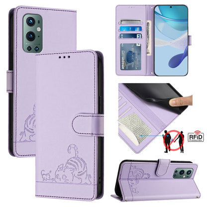Cat Rat Embossed Pattern RFID Leather Phone Case with Lanyard, For OnePlus 9 Pro, For OnePlus 9, For OnePlus Nord N10 5G, For OnePlus 9R / 8T