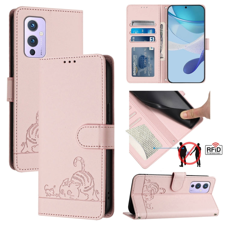Cat Rat Embossed Pattern RFID Leather Phone Case with Lanyard, For OnePlus 9 Pro, For OnePlus 9, For OnePlus Nord N10 5G, For OnePlus 9R / 8T
