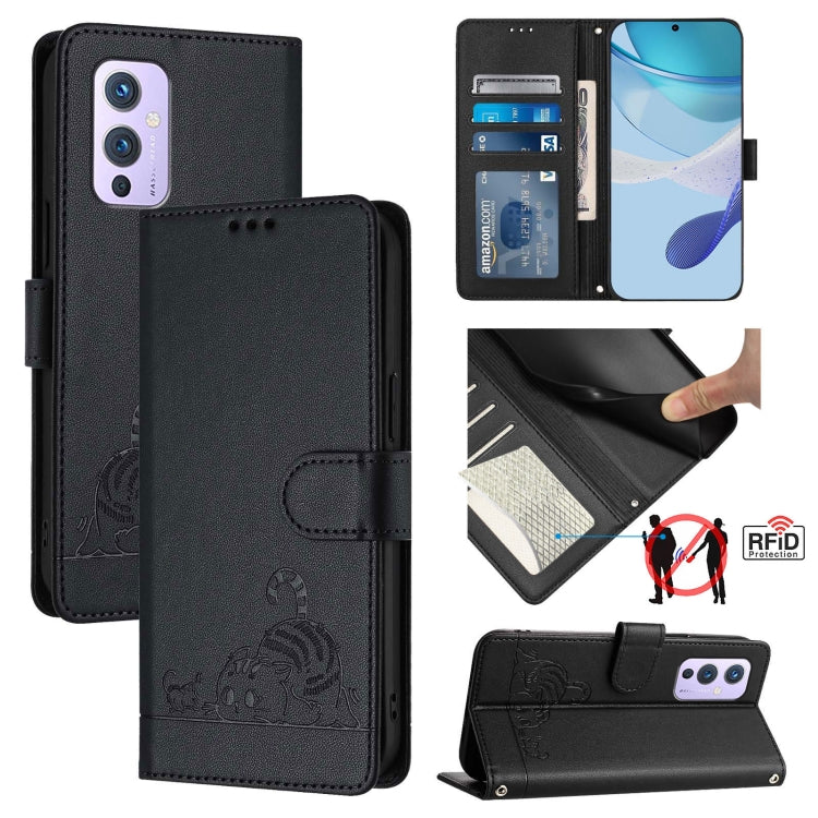Cat Rat Embossed Pattern RFID Leather Phone Case with Lanyard, For OnePlus 9 Pro, For OnePlus 9, For OnePlus Nord N10 5G, For OnePlus 9R / 8T
