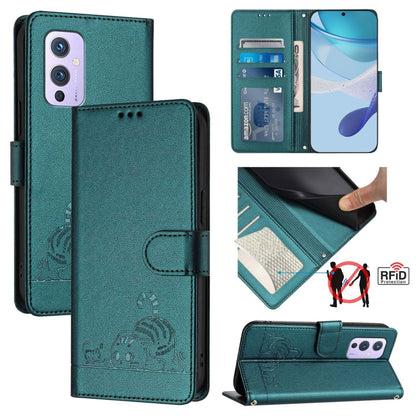 Cat Rat Embossed Pattern RFID Leather Phone Case with Lanyard, For OnePlus 9 Pro, For OnePlus 9, For OnePlus Nord N10 5G, For OnePlus 9R / 8T