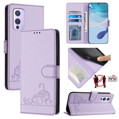 Cat Rat Embossed Pattern RFID Leather Phone Case with Lanyard, For OnePlus 9 Pro, For OnePlus 9, For OnePlus Nord N10 5G, For OnePlus 9R / 8T