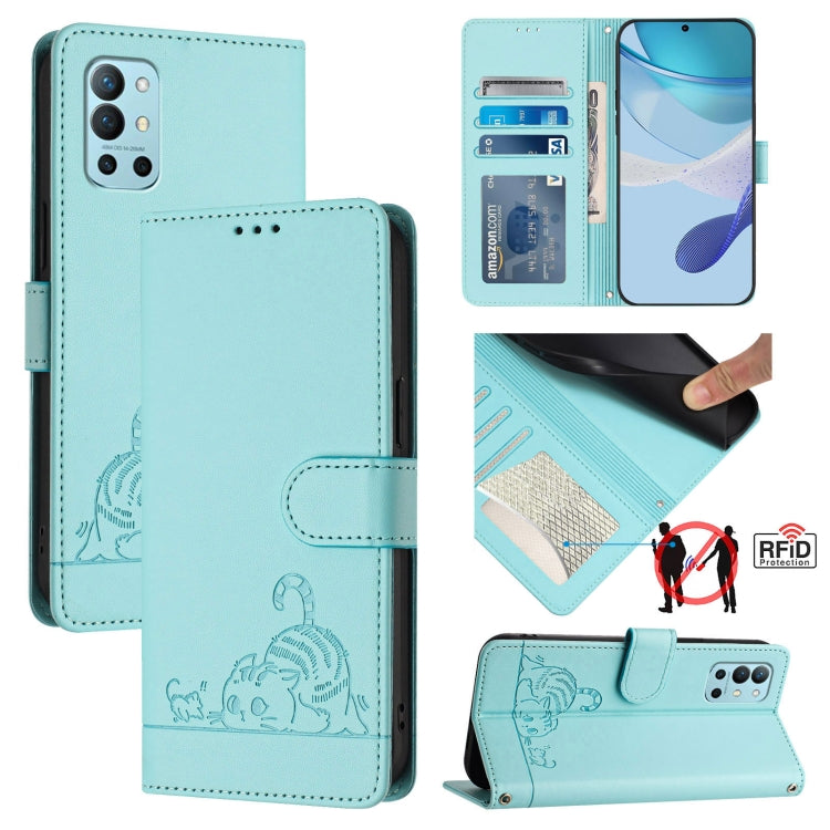 Cat Rat Embossed Pattern RFID Leather Phone Case with Lanyard, For OnePlus 9 Pro, For OnePlus 9, For OnePlus Nord N10 5G, For OnePlus 9R / 8T