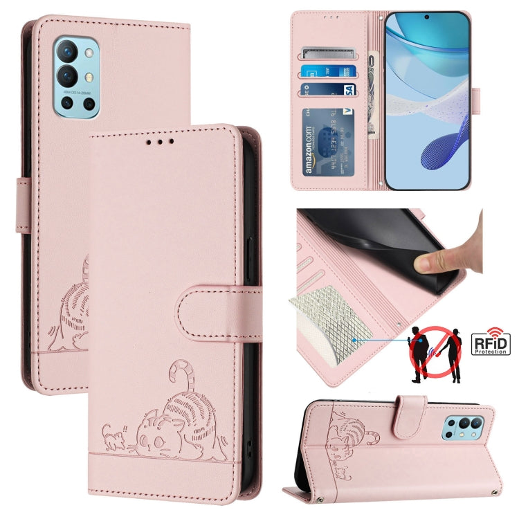 Cat Rat Embossed Pattern RFID Leather Phone Case with Lanyard, For OnePlus 9 Pro, For OnePlus 9, For OnePlus Nord N10 5G, For OnePlus 9R / 8T