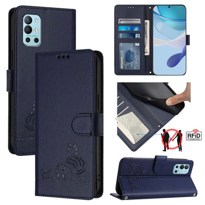Cat Rat Embossed Pattern RFID Leather Phone Case with Lanyard, For OnePlus 9 Pro, For OnePlus 9, For OnePlus Nord N10 5G, For OnePlus 9R / 8T