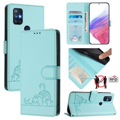 Cat Rat Embossed Pattern RFID Leather Phone Case with Lanyard, For OnePlus 9 Pro, For OnePlus 9, For OnePlus Nord N10 5G, For OnePlus 9R / 8T