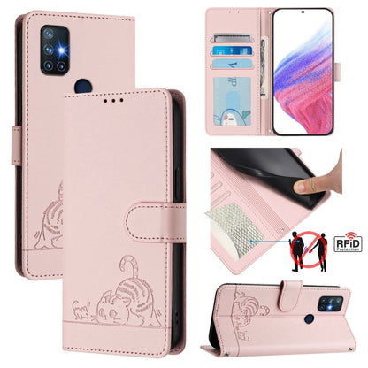Cat Rat Embossed Pattern RFID Leather Phone Case with Lanyard, For OnePlus 9 Pro, For OnePlus 9, For OnePlus Nord N10 5G, For OnePlus 9R / 8T