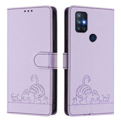 Cat Rat Embossed Pattern RFID Leather Phone Case with Lanyard, For OnePlus 9 Pro, For OnePlus 9, For OnePlus Nord N10 5G, For OnePlus 9R / 8T
