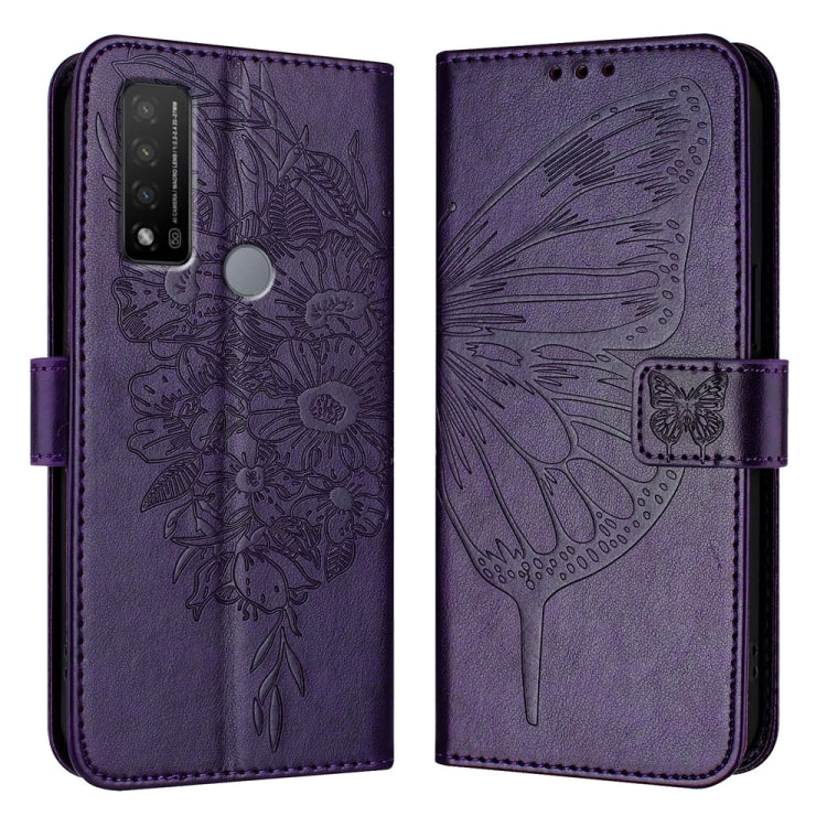 Embossed Butterfly Leather Phone Case, For TCL 30Z T602DL, For TCL 30 SE, For TCL 20 R 5G