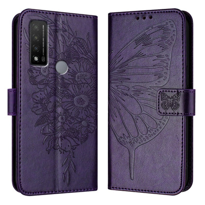 Embossed Butterfly Leather Phone Case, For TCL 30Z T602DL, For TCL 30 SE, For TCL 20 R 5G