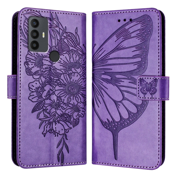 Embossed Butterfly Leather Phone Case, For TCL 30Z T602DL, For TCL 30 SE, For TCL 20 R 5G