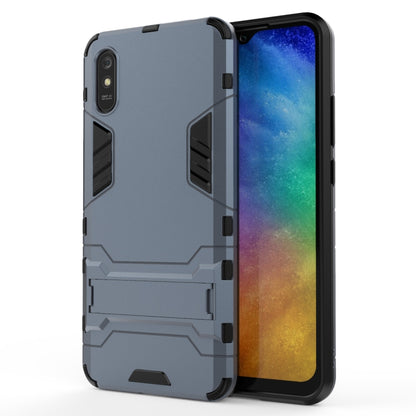 Shockproof phone case with stand, gray rugged TPU/PC armor shell