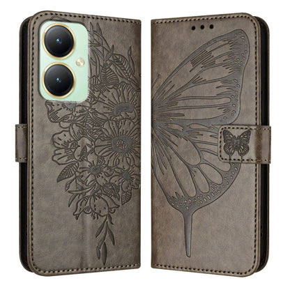 Embossed Butterfly Leather Phone Case, For vivo Y27 4G Global
