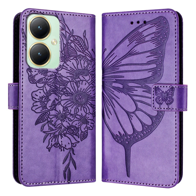 Embossed Butterfly Leather Phone Case, For vivo Y27 4G Global
