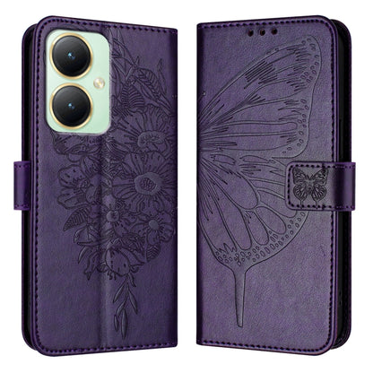 Embossed Butterfly Leather Phone Case, For vivo Y27 4G Global