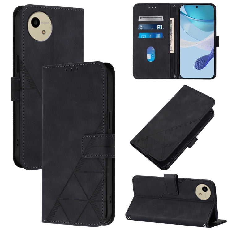 Crossbody 3D Embossed Flip Leather Phone Case, For Sharp Aquos wish6, For Sharp Aquos R11, For Sharp Aquos Sense10, For Sharp Basio Active3, For Sharp Aquos Sense9 Plus, For Sharp Aquos Sense9, For Sharp Aquos R9 Pro / SH-54E, For Sharp Aquos Wish4    ...